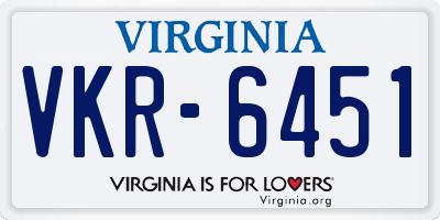 VA license plate VKR6451