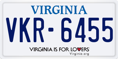 VA license plate VKR6455