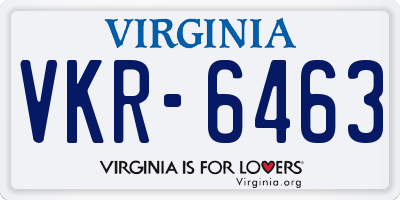 VA license plate VKR6463