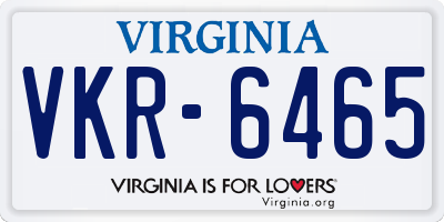 VA license plate VKR6465