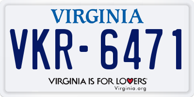 VA license plate VKR6471