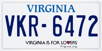VA license plate VKR6472