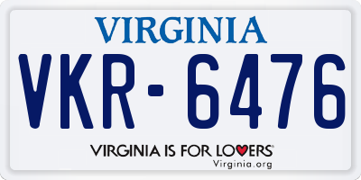VA license plate VKR6476