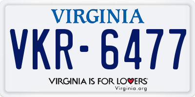 VA license plate VKR6477