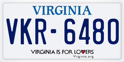 VA license plate VKR6480
