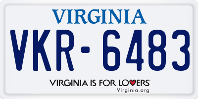 VA license plate VKR6483