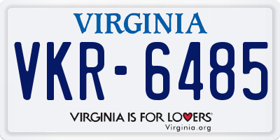 VA license plate VKR6485