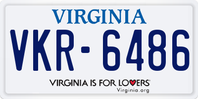 VA license plate VKR6486