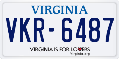 VA license plate VKR6487