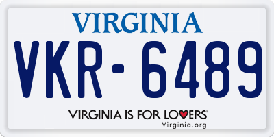VA license plate VKR6489