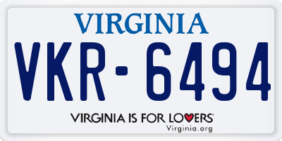 VA license plate VKR6494