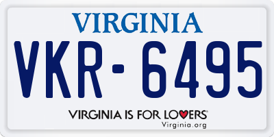 VA license plate VKR6495