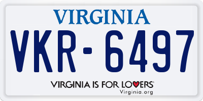 VA license plate VKR6497