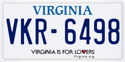 VA license plate VKR6498