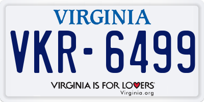 VA license plate VKR6499