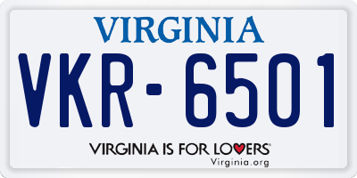 VA license plate VKR6501