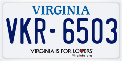 VA license plate VKR6503