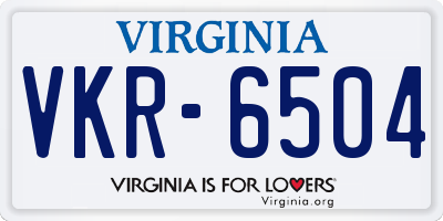 VA license plate VKR6504