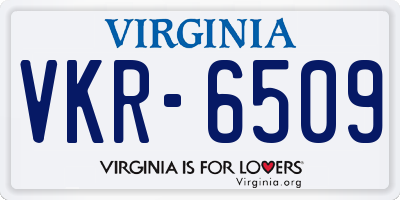 VA license plate VKR6509