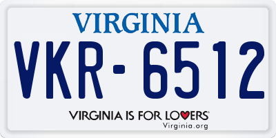 VA license plate VKR6512