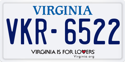 VA license plate VKR6522