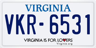 VA license plate VKR6531