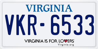 VA license plate VKR6533