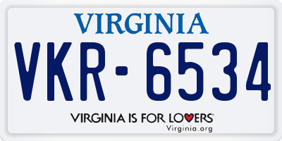 VA license plate VKR6534