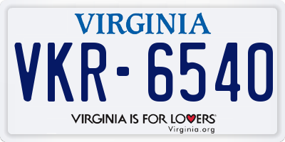 VA license plate VKR6540