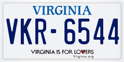 VA license plate VKR6544