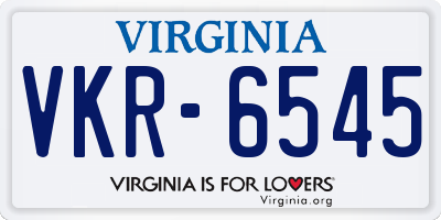 VA license plate VKR6545