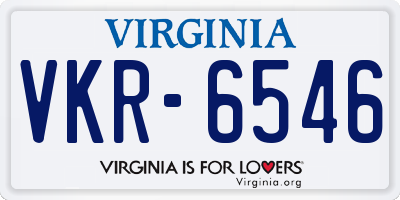 VA license plate VKR6546