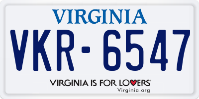 VA license plate VKR6547