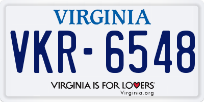 VA license plate VKR6548