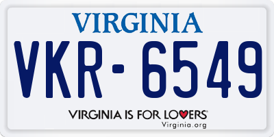 VA license plate VKR6549