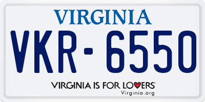 VA license plate VKR6550