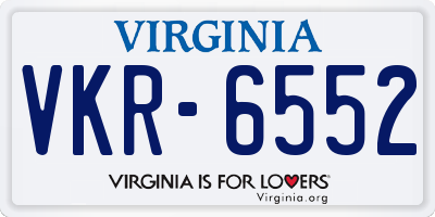 VA license plate VKR6552