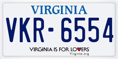 VA license plate VKR6554