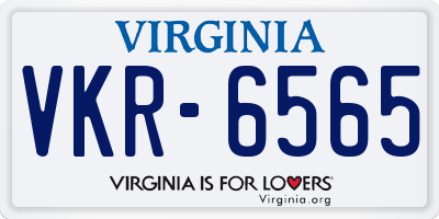 VA license plate VKR6565