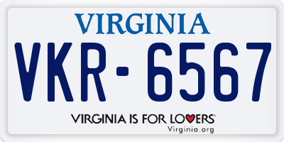 VA license plate VKR6567