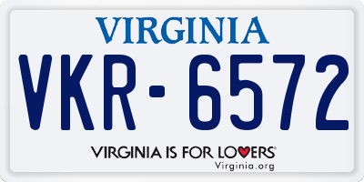 VA license plate VKR6572