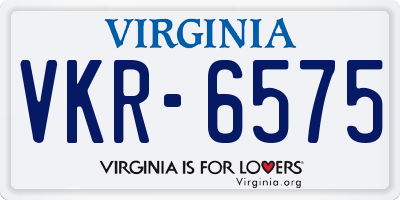 VA license plate VKR6575