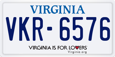 VA license plate VKR6576