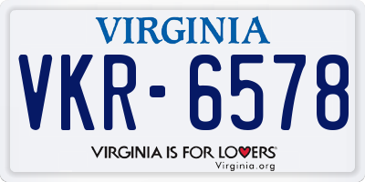 VA license plate VKR6578