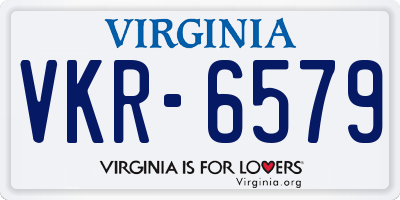 VA license plate VKR6579