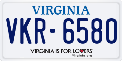 VA license plate VKR6580