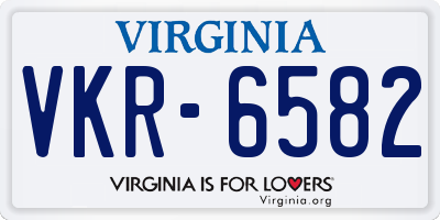VA license plate VKR6582