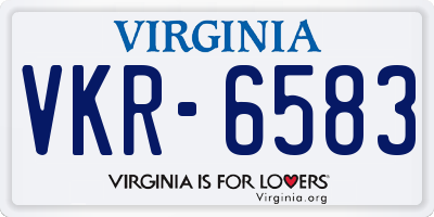 VA license plate VKR6583