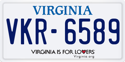 VA license plate VKR6589