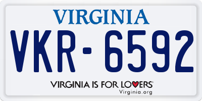 VA license plate VKR6592